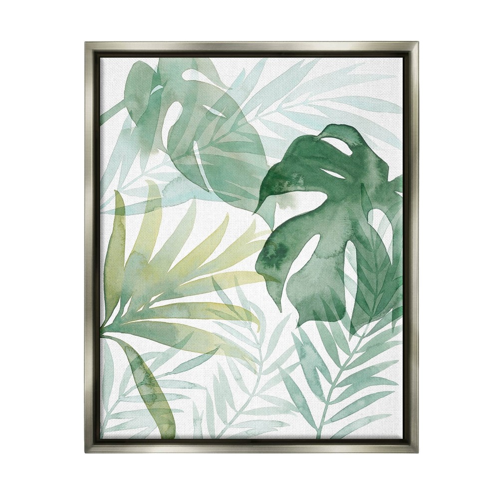 Monstera Overlapping Leaf Sprigs Floating Framed Wall Art, Design by Grace Popp