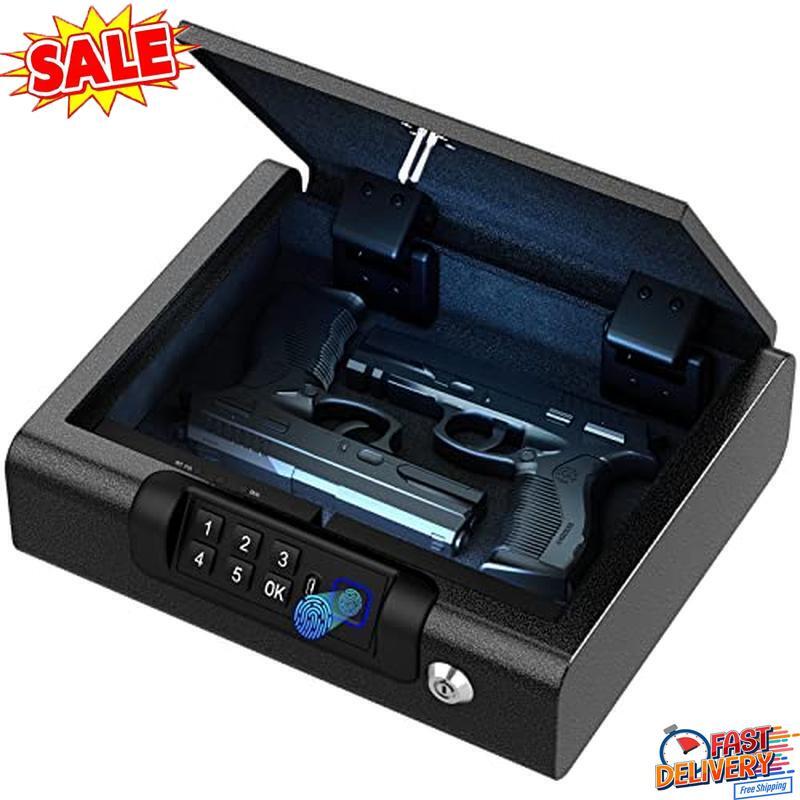 Biometric Gun Safe Portable Pistol Lock Box Fingerprint Access Home Car New-image