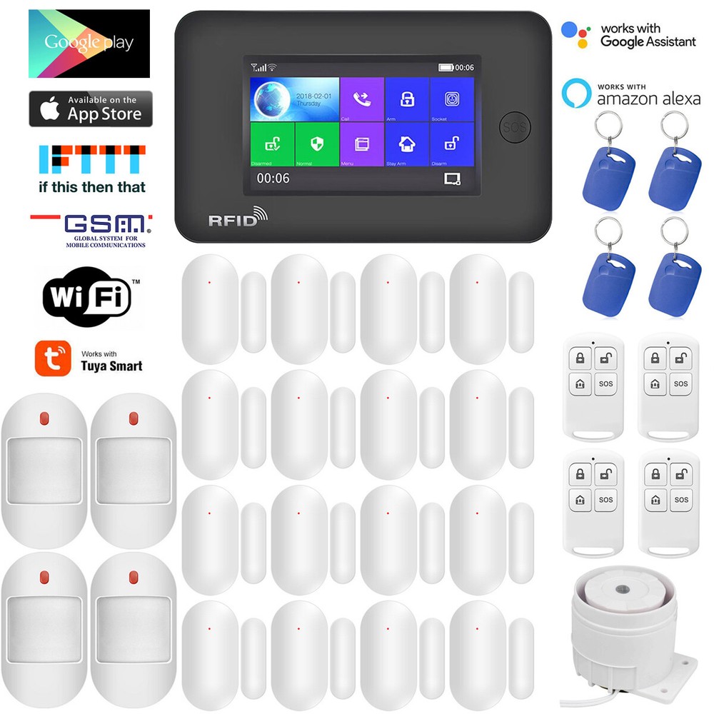 B18 WiFi Tuya APP GSM SMS Wireless Home Security Alarm System+Alexa+Google Home
