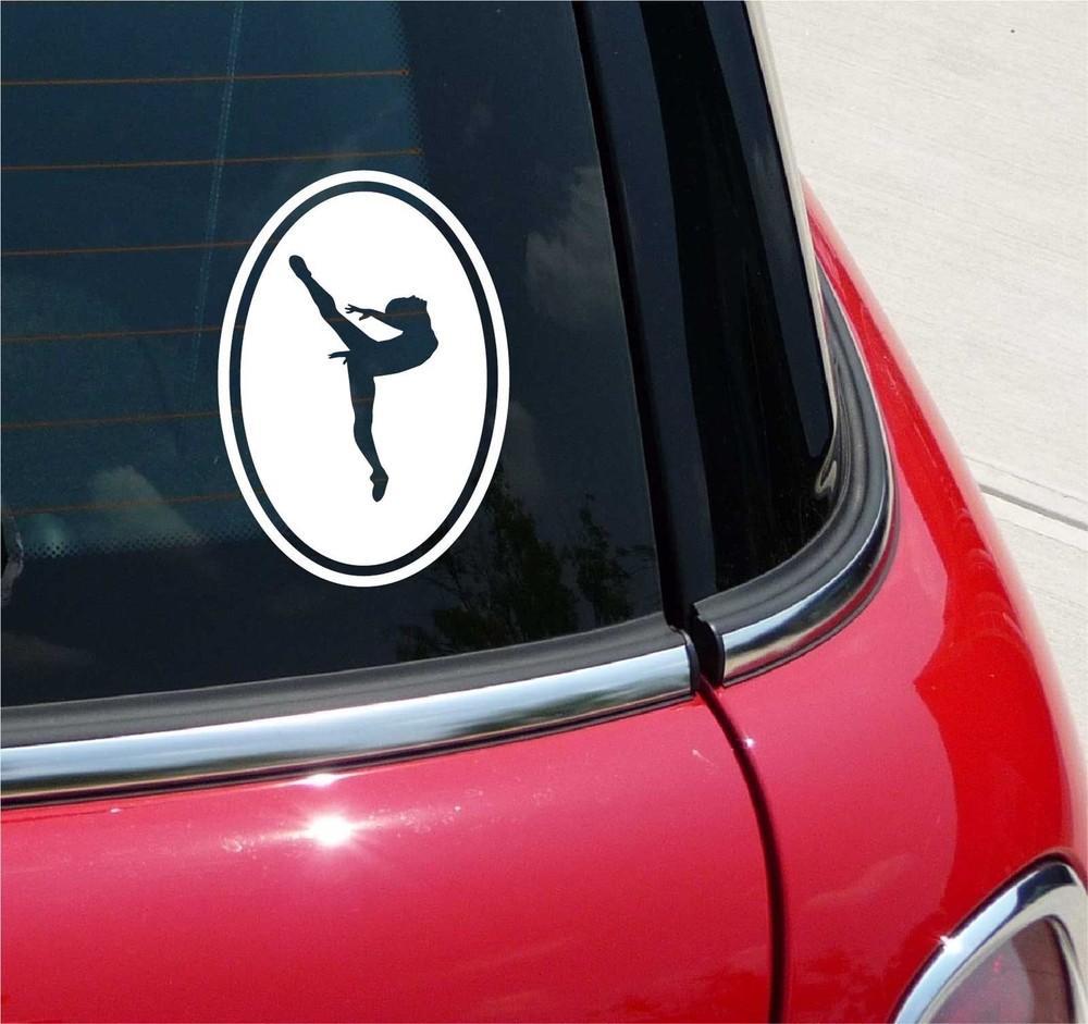 Euro Ballet Ballerina Graphic Decal Sticker Car Wall Oval NOT Two Colors
