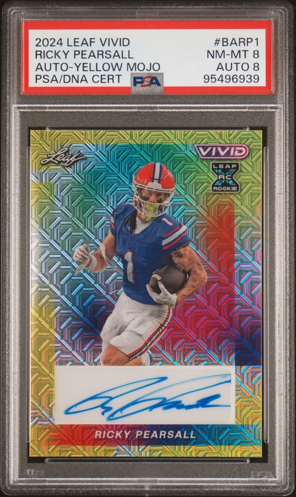 2024 Leaf Vivid - Autographs Yellow Mojo Ricky Pearsall /10 PSA 8 Auto 8 49ers