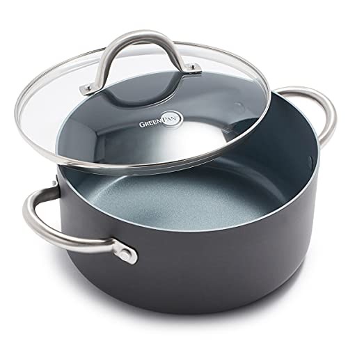 Lima Healthy Ceramic Nonstick Gray Casserole Stockpot 5QT