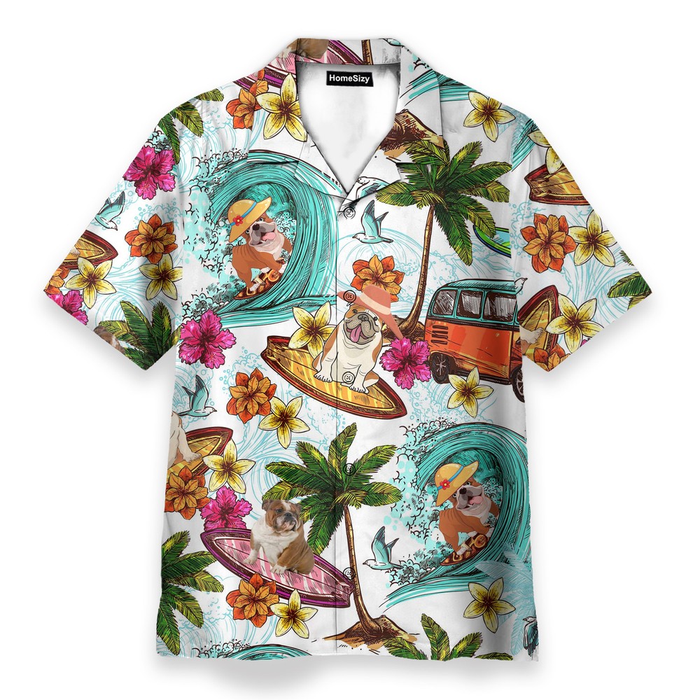 Stay Stylish Surfing with Bull Dog Hawaiian Shirt and Beach Shorts