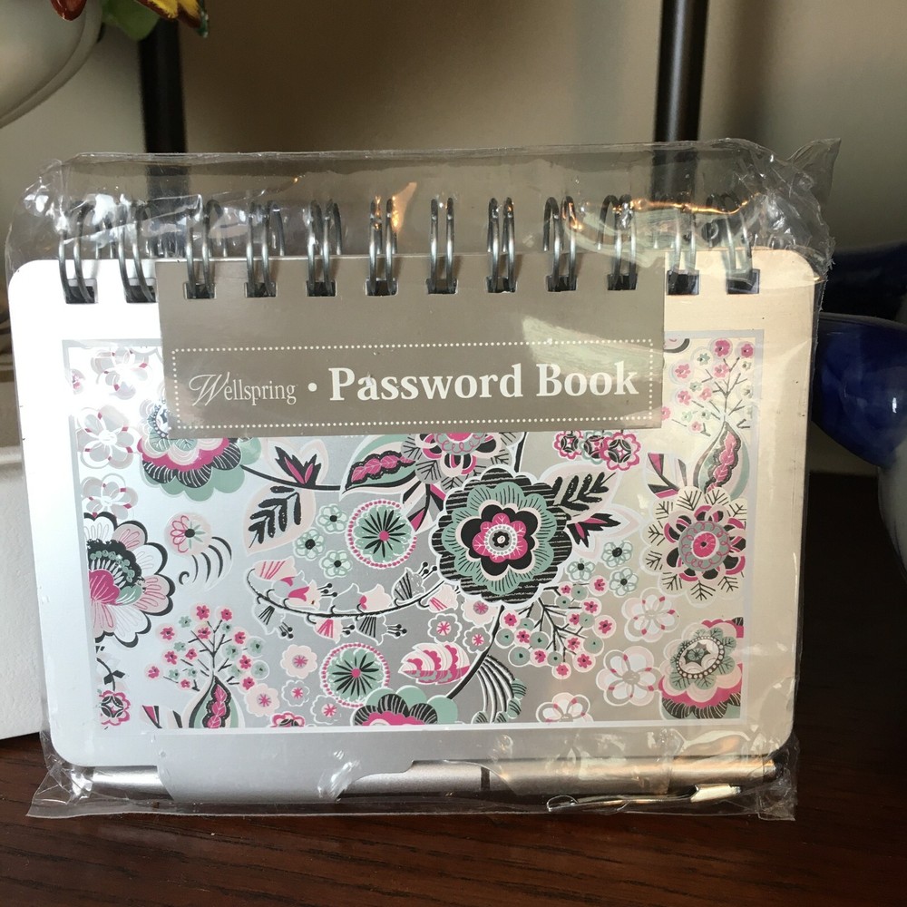 Whimsical Blooms Silver Aluminum Password Book with Pen 3.5x4.5 Inches-image