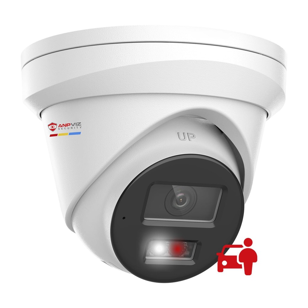 4K PoE IP Camera Outdoor, 8MP Smart Dual Light Turret Camera, Human/Vehicle D...