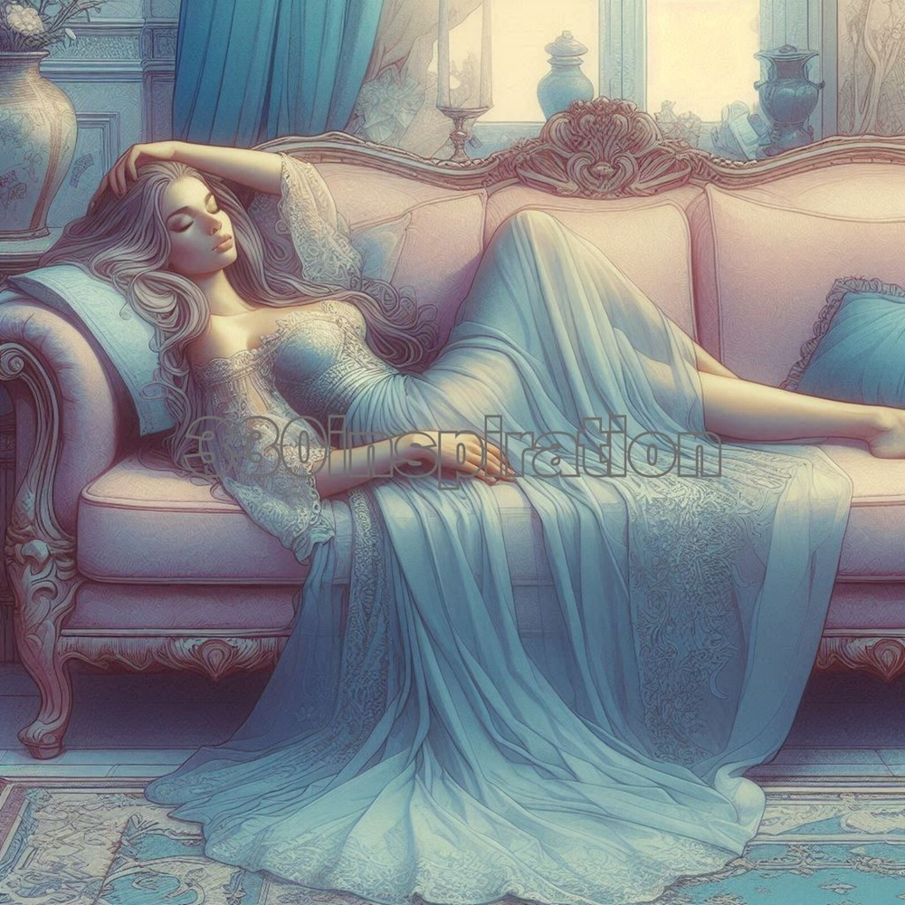 Dreamy Sleeping Woman Digital Art Desktop Wallpaper Background #A15-image