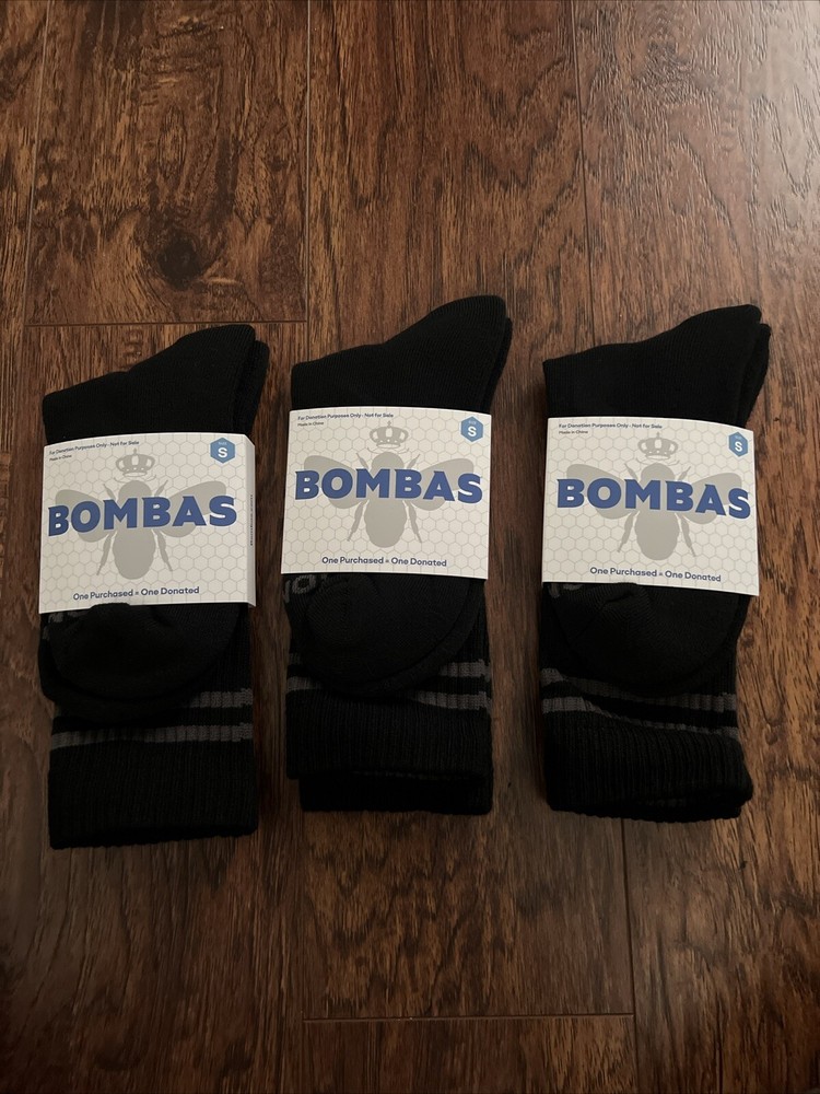 Bombas Unisex Mid Length Socks Size S Black 3 Pairs Honeycomb