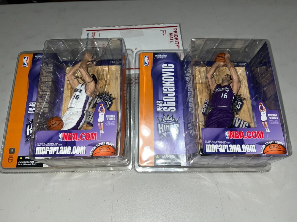 PEJA STOJAKOVIC McFARLANE TOYS LOT OF 2 - PURPLE & WHITE JERSEY VARIANT