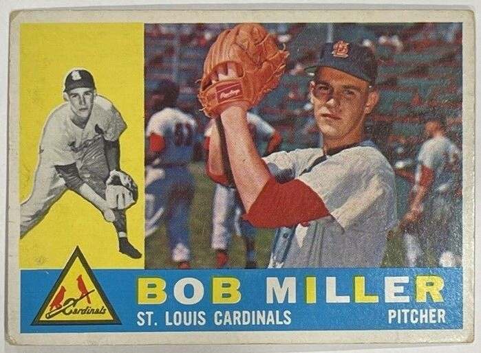 1960 Topps #101 Bob Miller St Louis Cardinals Vintage MLB Baseball Card  