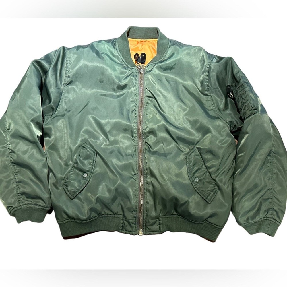 Genuine Military Flyers Jacket Olive Green with Orange Interior Mens Large
