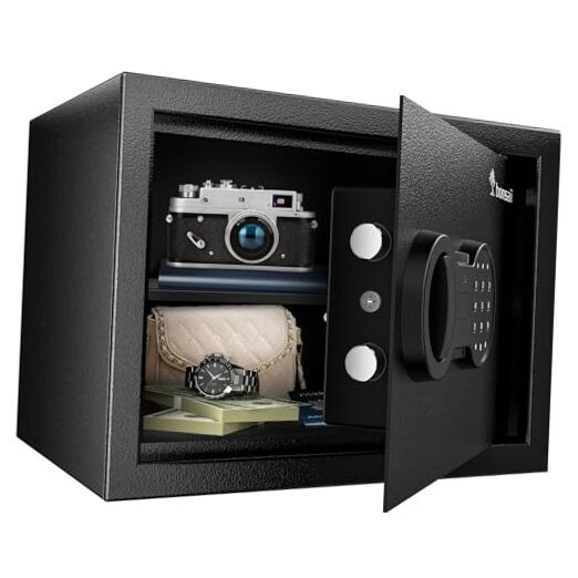 Compact 0.6 Cu Ft Electronic Keypad Safe with Removable Shelf for Home or Office Security