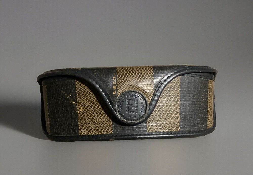 Fendi Yellow/Black Striped Vintage Itallian Hard Shell Eyeglasses Case