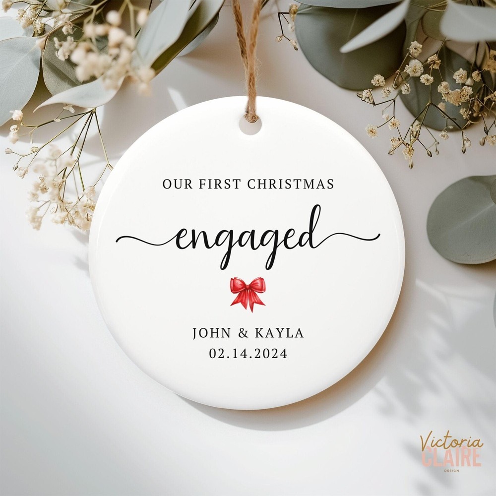 Personalized First Christmas Engagement Ornament Keepsake for Couples