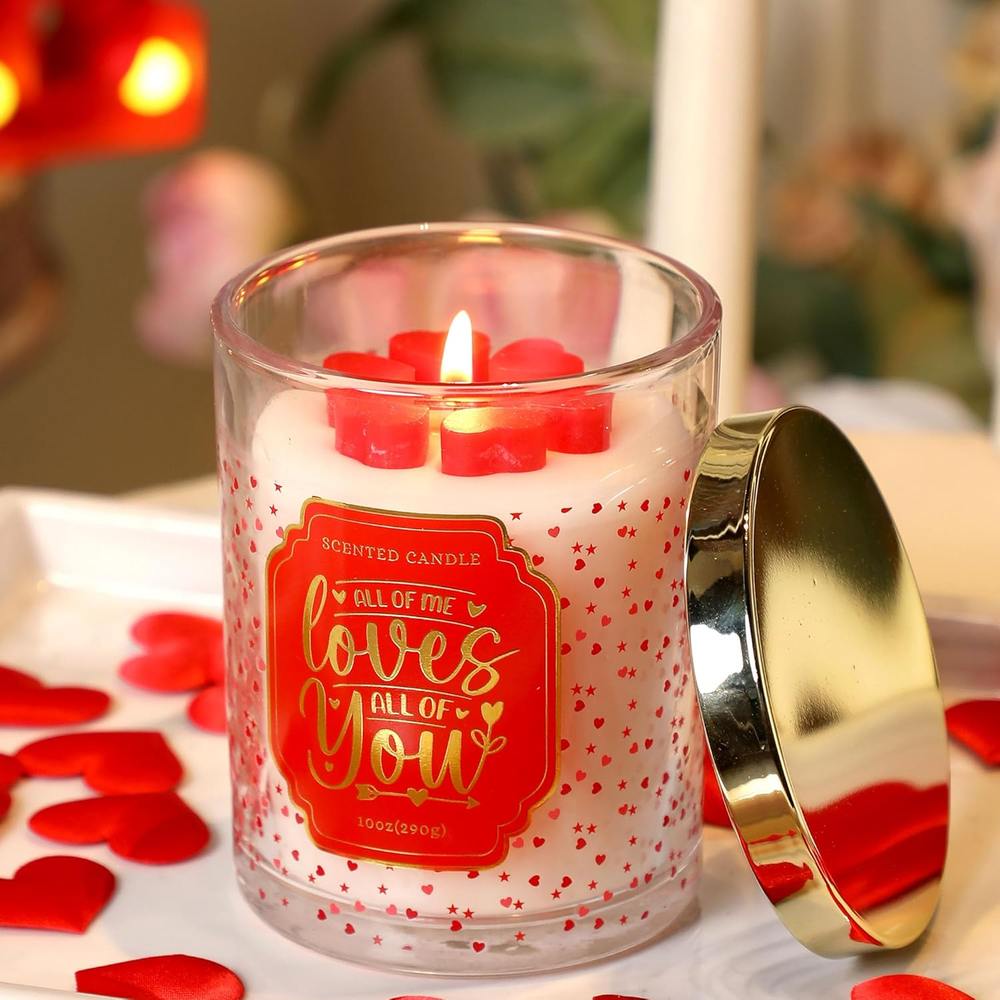 Romantic Rose Scented Love You Candle Gift for Her