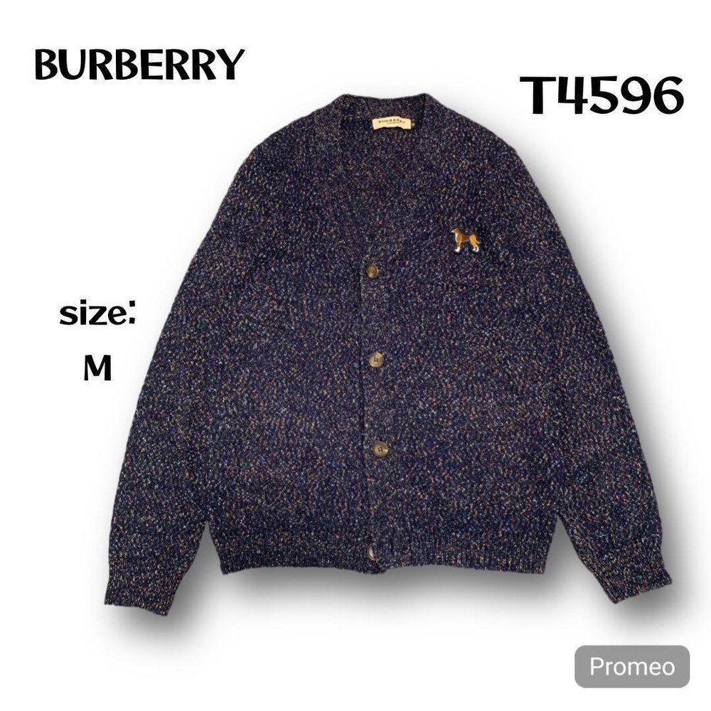 Burberry Knit Cardigan Size M Navy Blue 60cm Length New