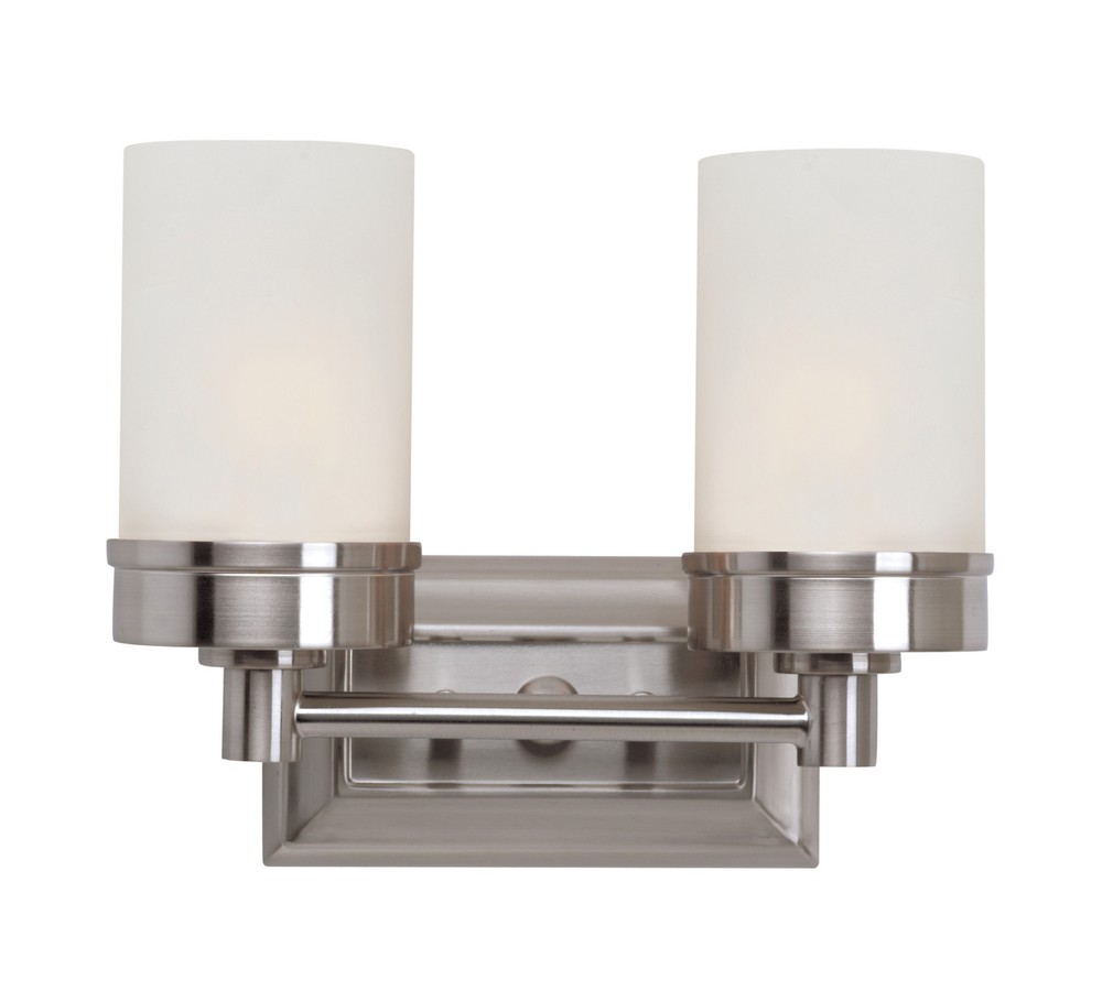 Nickel 2-Light Bath Bar with Frosted Shade by Trans Globe Lighting 70332