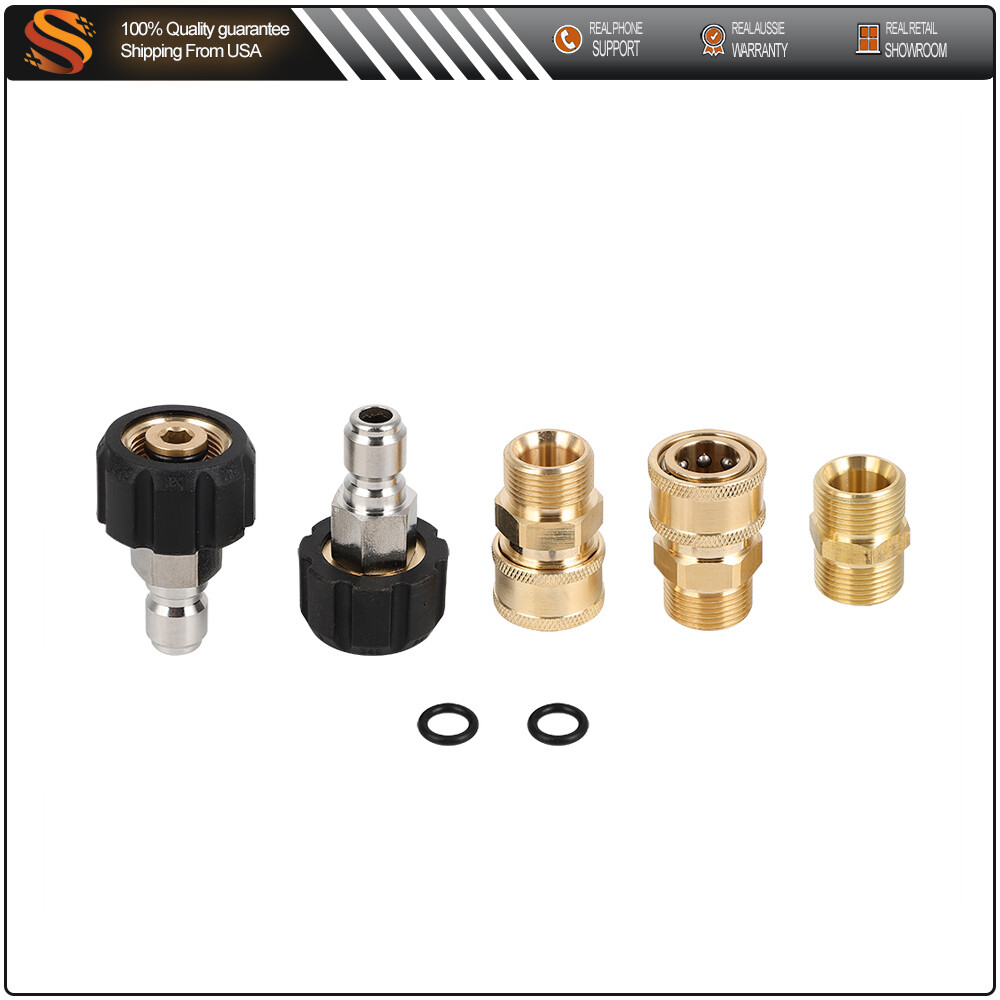 5 Pcs 5000 PSI Pressure Washer Adapter Set For Pressure Washers Hose and Guns