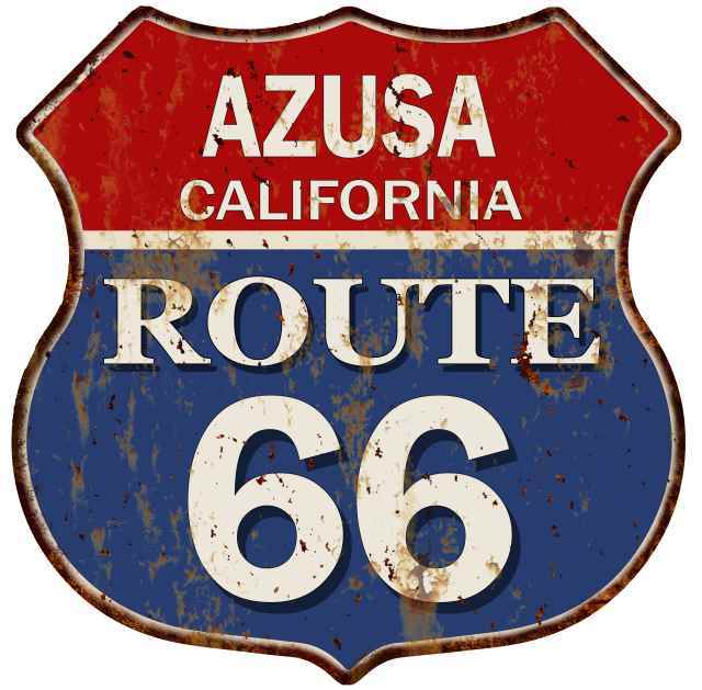 AZUSA, CALIFORNIA Route 66 Shield Metal Sign Man Cave Garage 211110013059