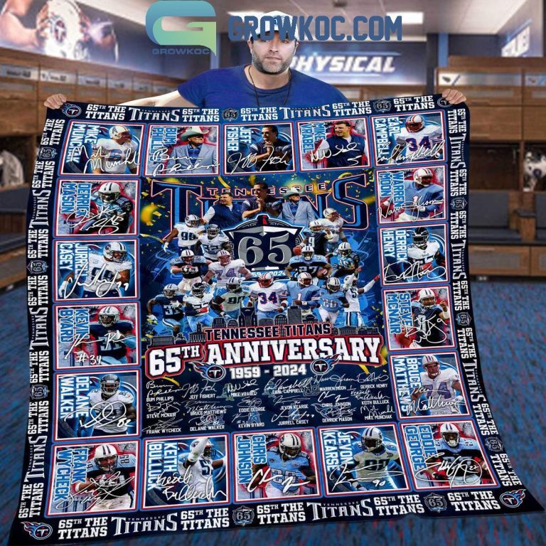 Tennessee Titans 65th Anniversary 1959-2024 Sherpa Blanket Quilt
