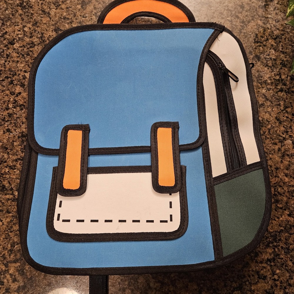 3D Cartoon Blue Backpack For Kids And Adults