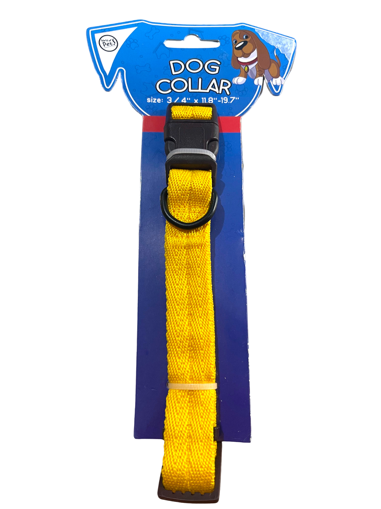 Adjustable Yellow Medium Dog Collar 3/4 x 11.8-19.7in for Pets