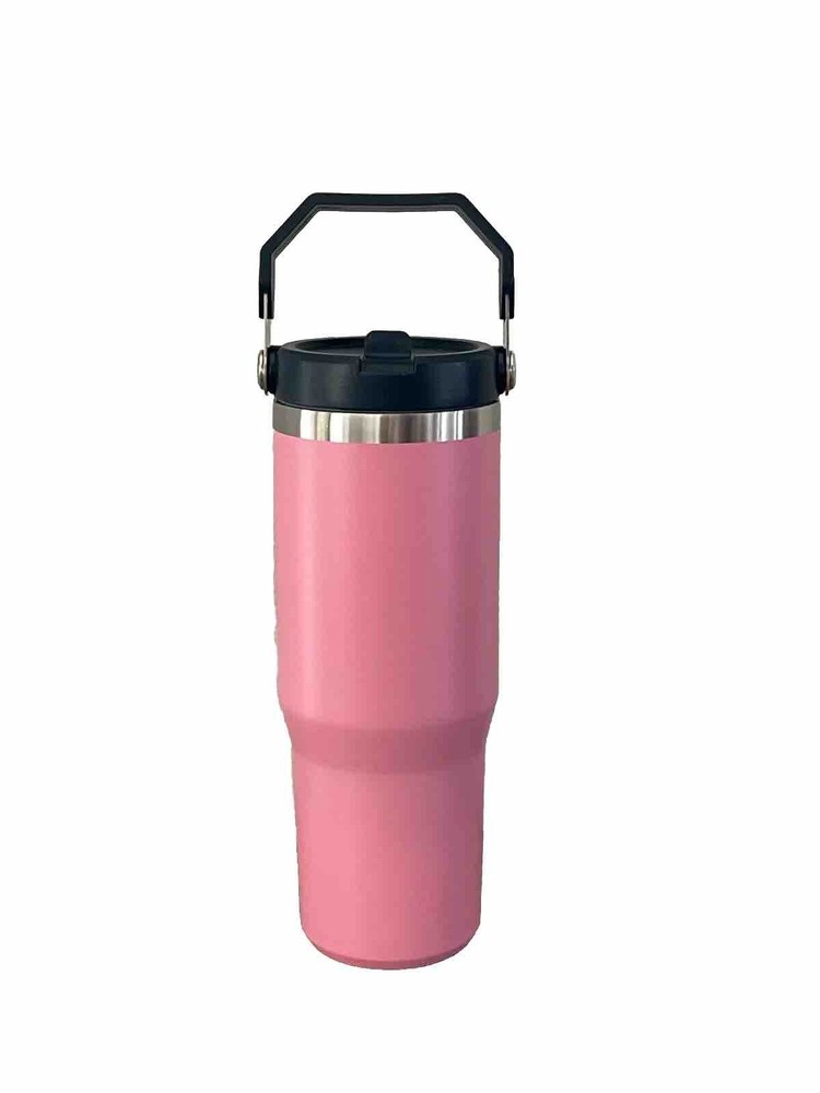 Pink 30oz Classic Flip Straw Tumbler Water Bottle Carry Handle. Buy Now-image