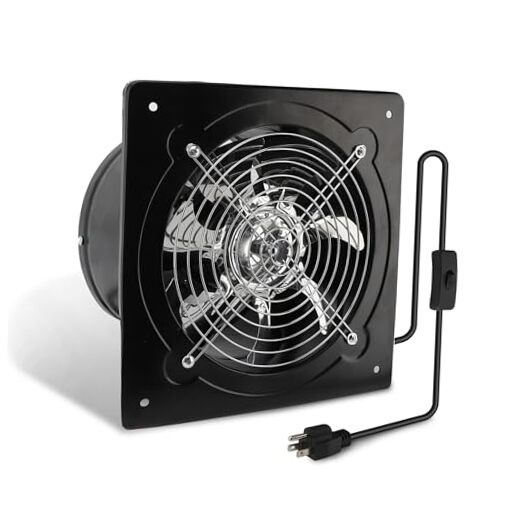 8 Inch Exhaust Fan, Kitchen Exhaust Fan With Switch 60Hz 7 8 Inch 80W Black