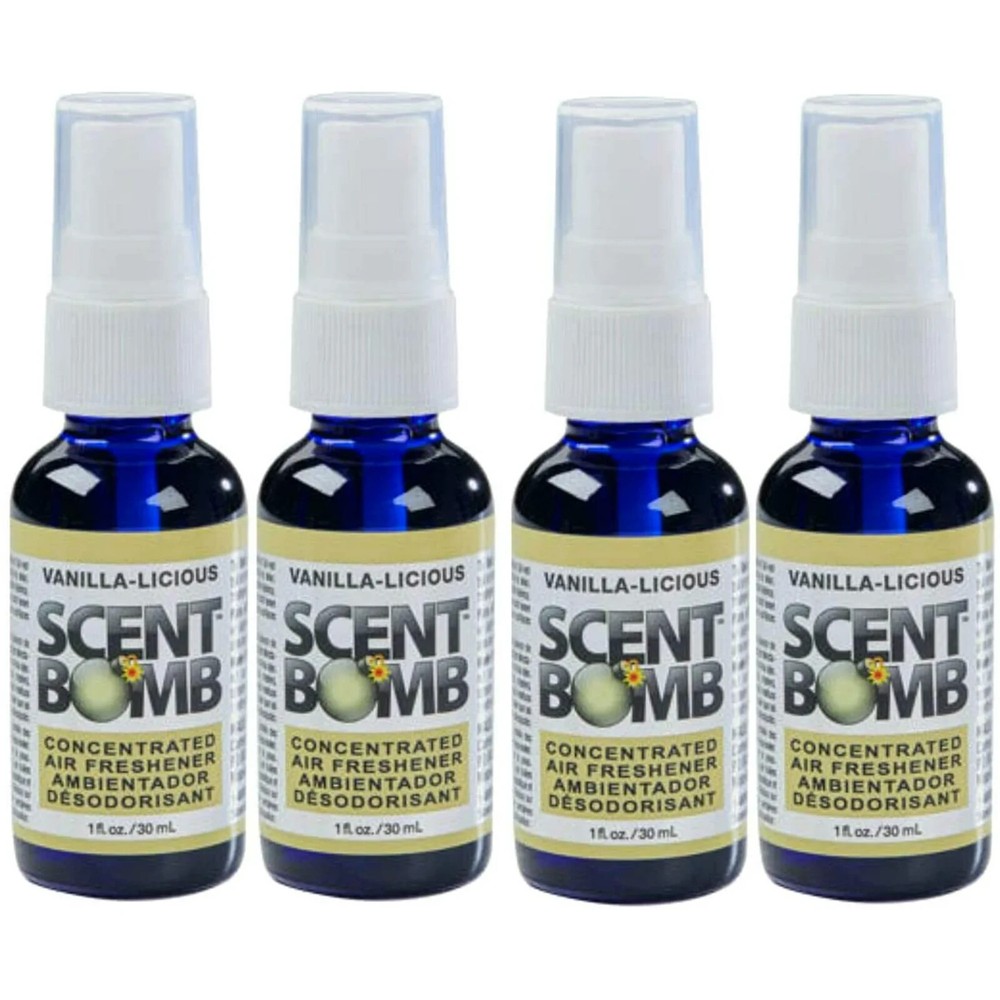 Vanilla-liscious Scent Bomb 100% Concentrated Car Air Freshener Sprays Set of 4