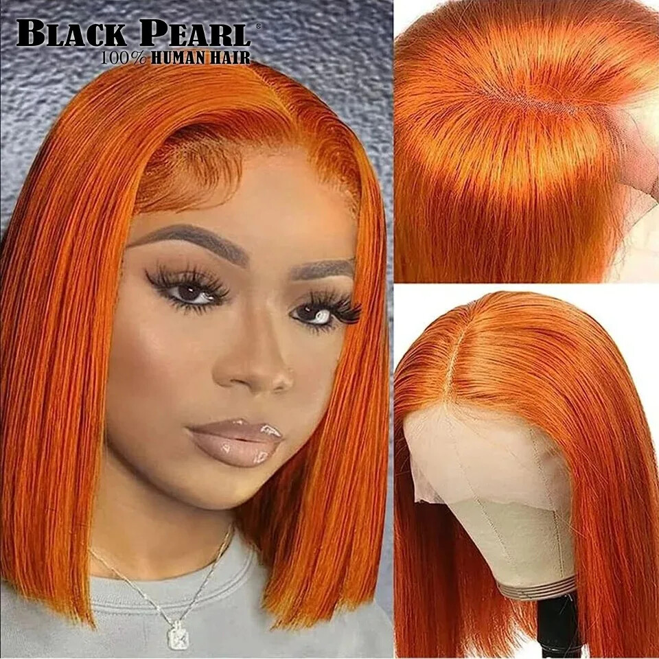 Ginger T Part Lace Front Human Hair Wigs Short Bob Glueless Wigs Brazilian Hair