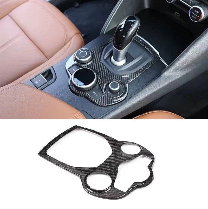 Real Carbon Fiber Gear Shift Panel Trim for Alfa Romeo Giulia Stelvio 2017-2019