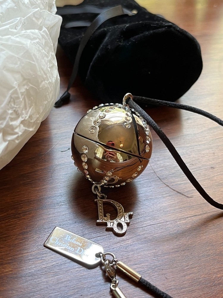 Dior Globe Lipstick Crystal Necklace with Pouch in Gift Box