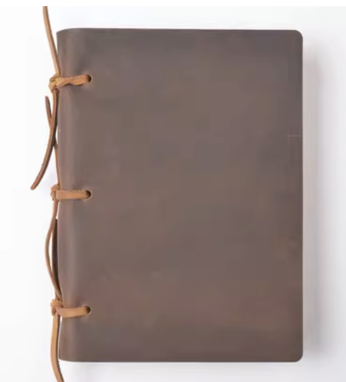 Personalized Leather Notebook for Loose Leaf Writing - Coffee Brown A319-image