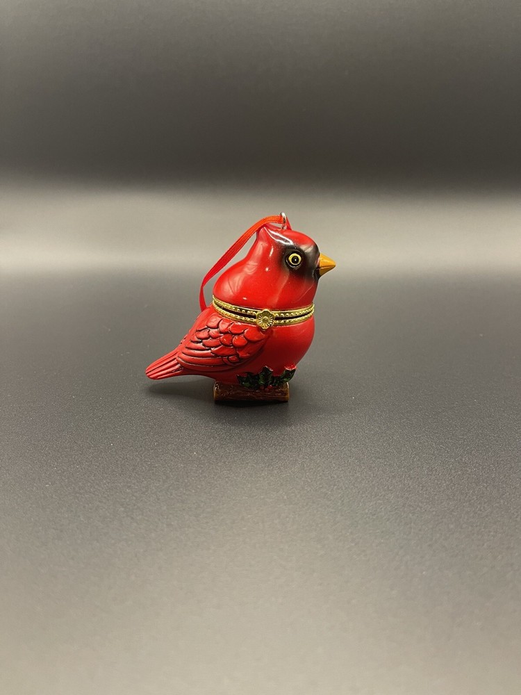 Cardinal Bird Hinged Trinket Box for Jewelry Keepsakes  