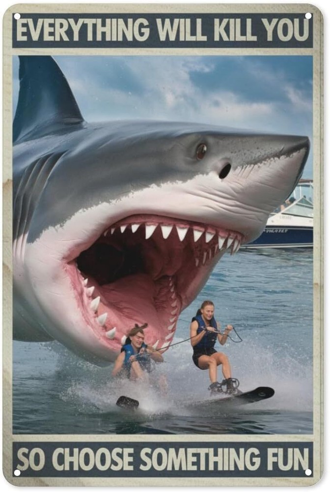 Extreme Sports Tin Sign 8X12IN Edgy Metal Wall Art for Ski Lodge, Adventurer's R