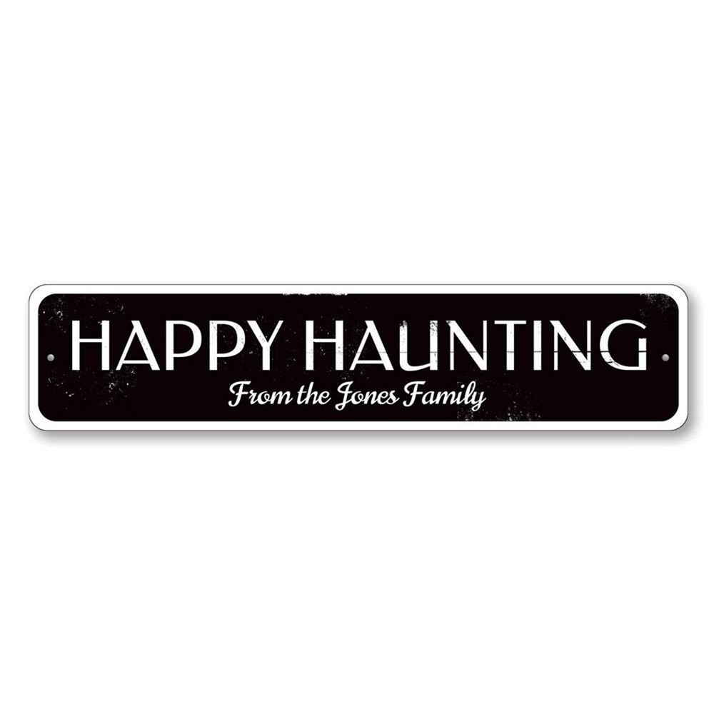 Happy Haunting Sign, Personalized Family Name Halloween Metal Decor Sign