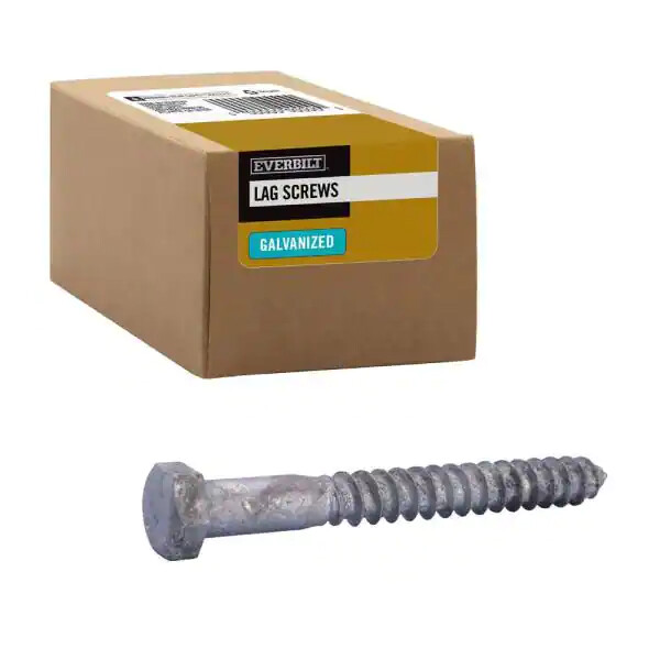 25-Pack EVERBILT 5/16 inch x 3-1/2 inch Hex Galvanized Lag Screws Bolts 269956