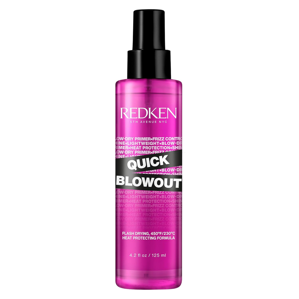Quick Blowout Heat Protectant Spray for All Hair Types - Smooths & Adds Shine, L