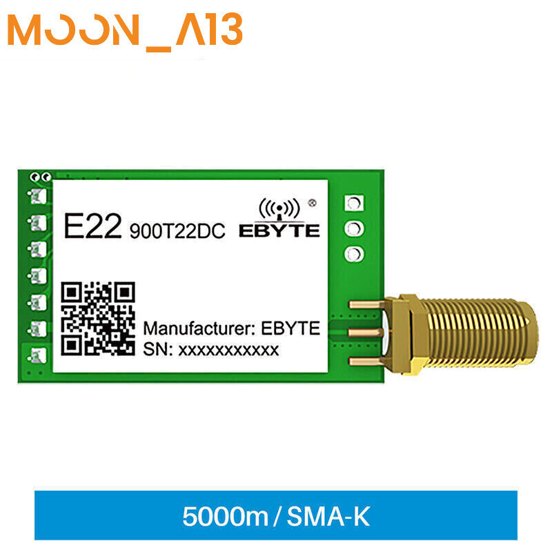 SX1262 LoRa Wireless Transmitter Module 915MHz 22dBm UART 5Km Range DIPSMA-K IOT