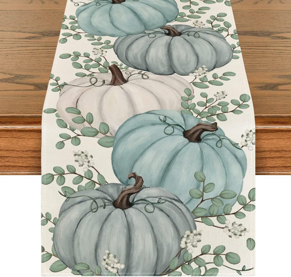 Thanksgiving Table Runner Leaves Pumpkins Seasonal 72 inch x 13