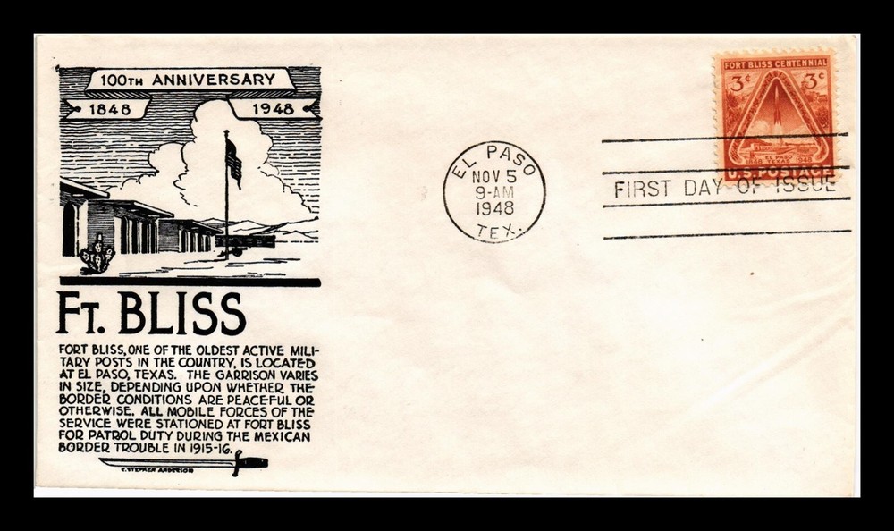 Dr Jim Stamps US First Day Cover Scott 976 3c Fort Bliss Anderson Cachet