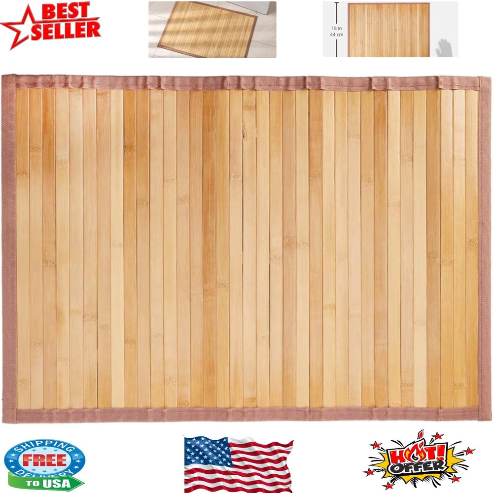 Non-Skid Bamboo Floor Mat - Waterproof Kitchen & Entryway Rug