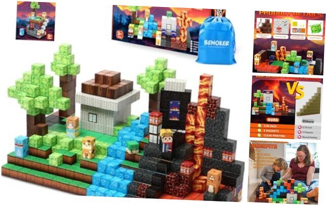 s,Dino Volcano World Magnet Building Toys, Sensory Dinosaur Magnetic Block