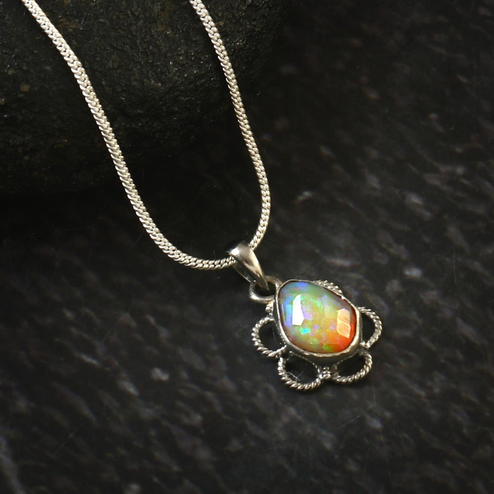 925 Sterling Silver Opal Pendant Gemstone opal Pendant Real opal Pendant 210