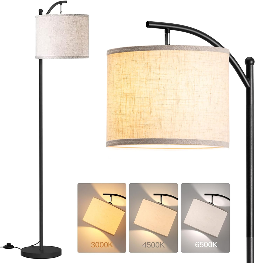 Floor Lamp for Living Room with 3 Color Temperatures, Standing Lamp with Linen L