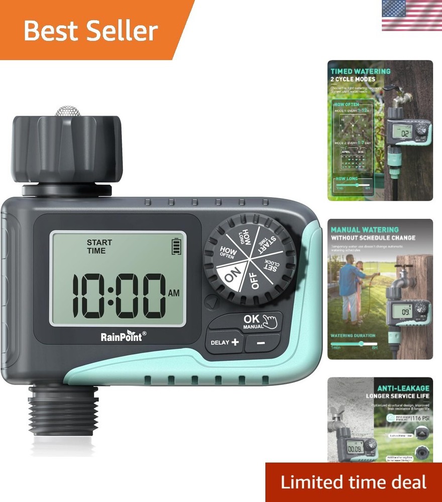 Smart 1-Outlet Garden Hose Timer with Rain Delay & Custom Settings-image