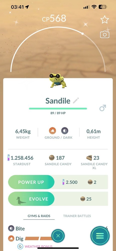 Pokémon Go | Shiny Sandile  | Trade 20k Stardust or PTC