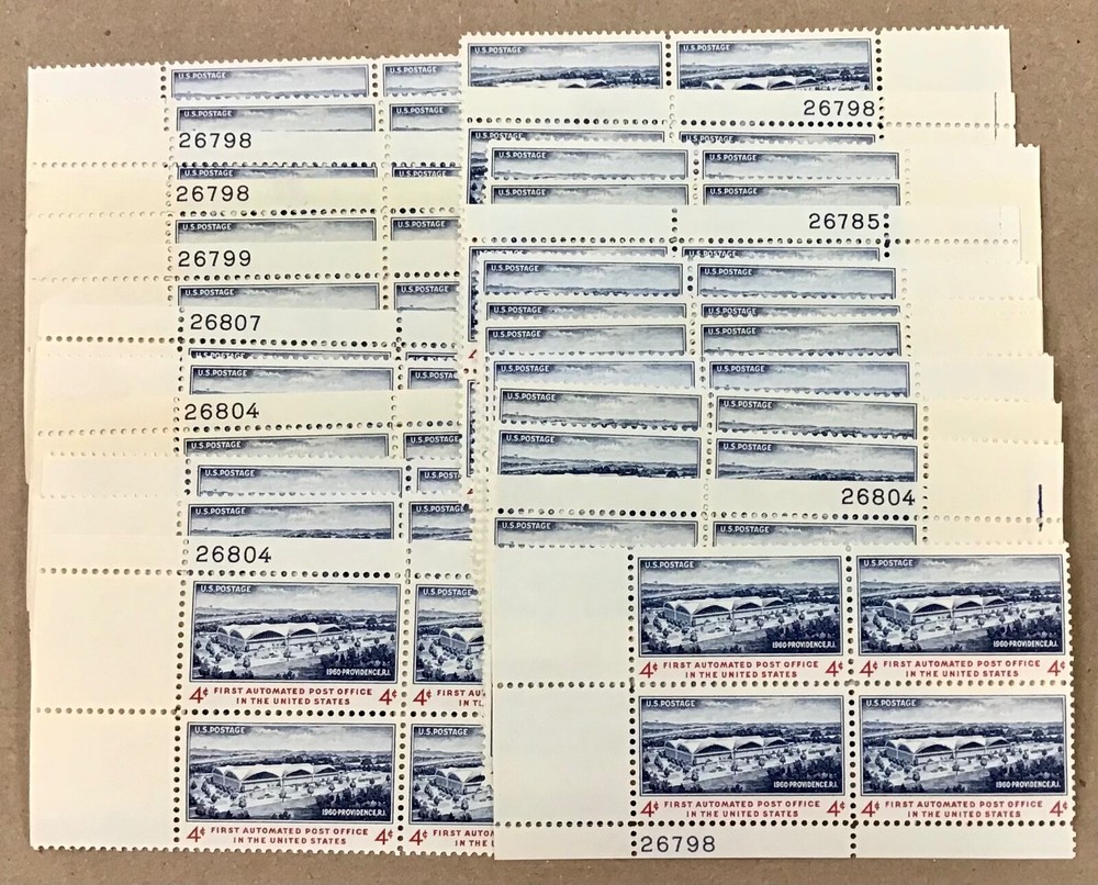 1960 First Automated Post Office 4c Plate Blocks MNH-image