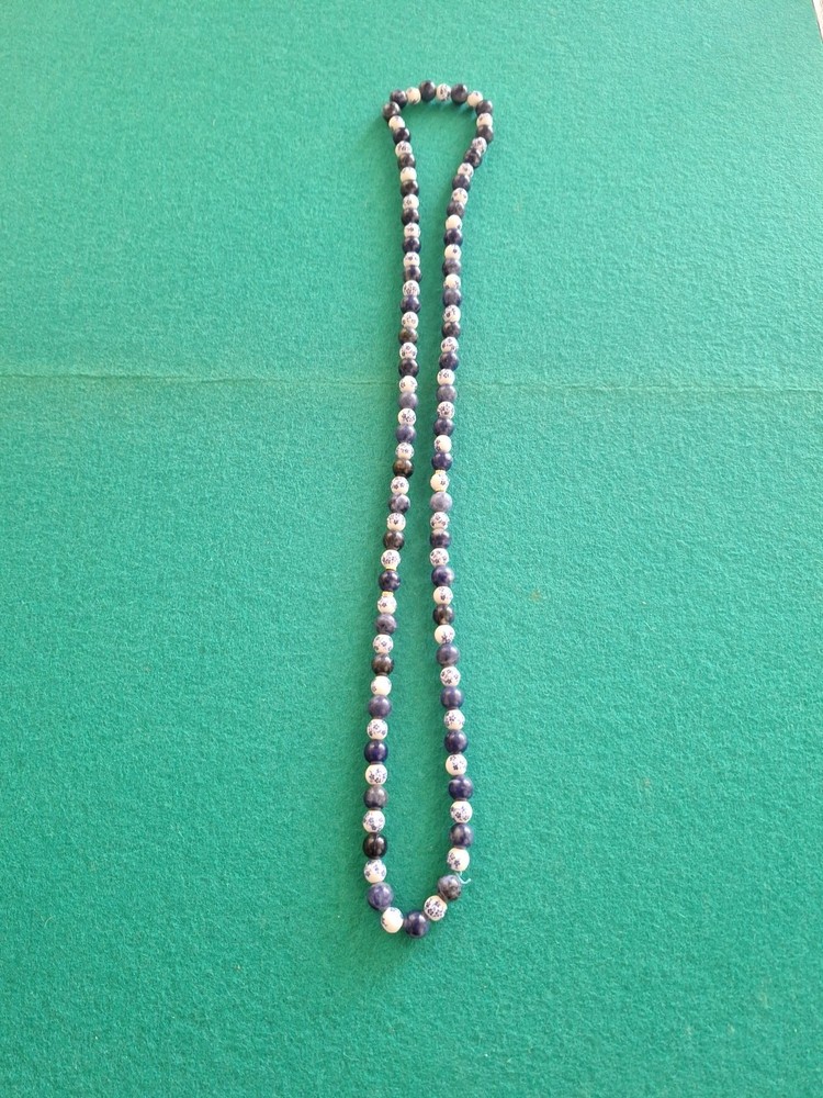 Blue Sodalite And Porcelain Bead Necklace