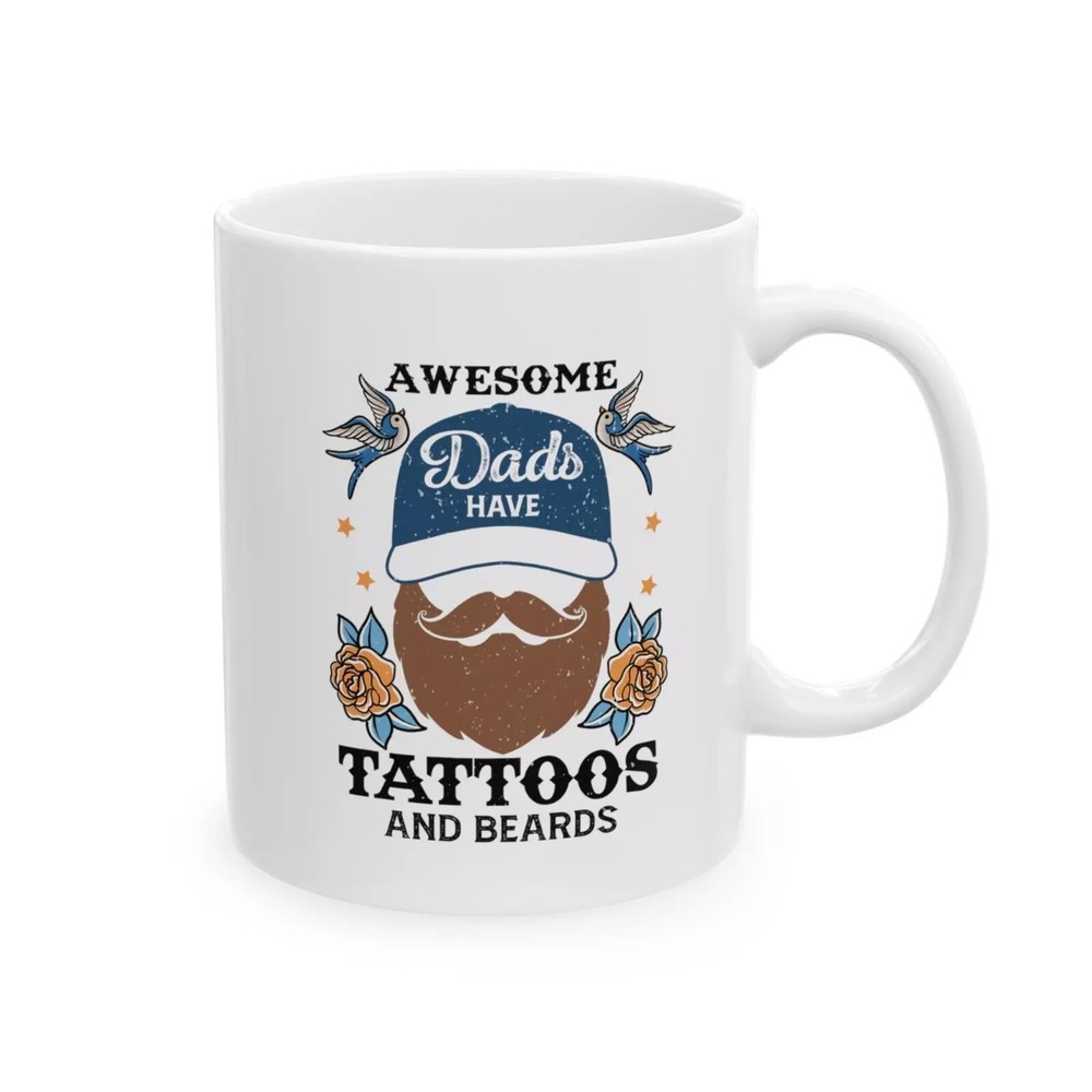 Dad Mug Awesome Dads Tattoos And Beards Fathers Day Birthday Gift Coffee Cup!!