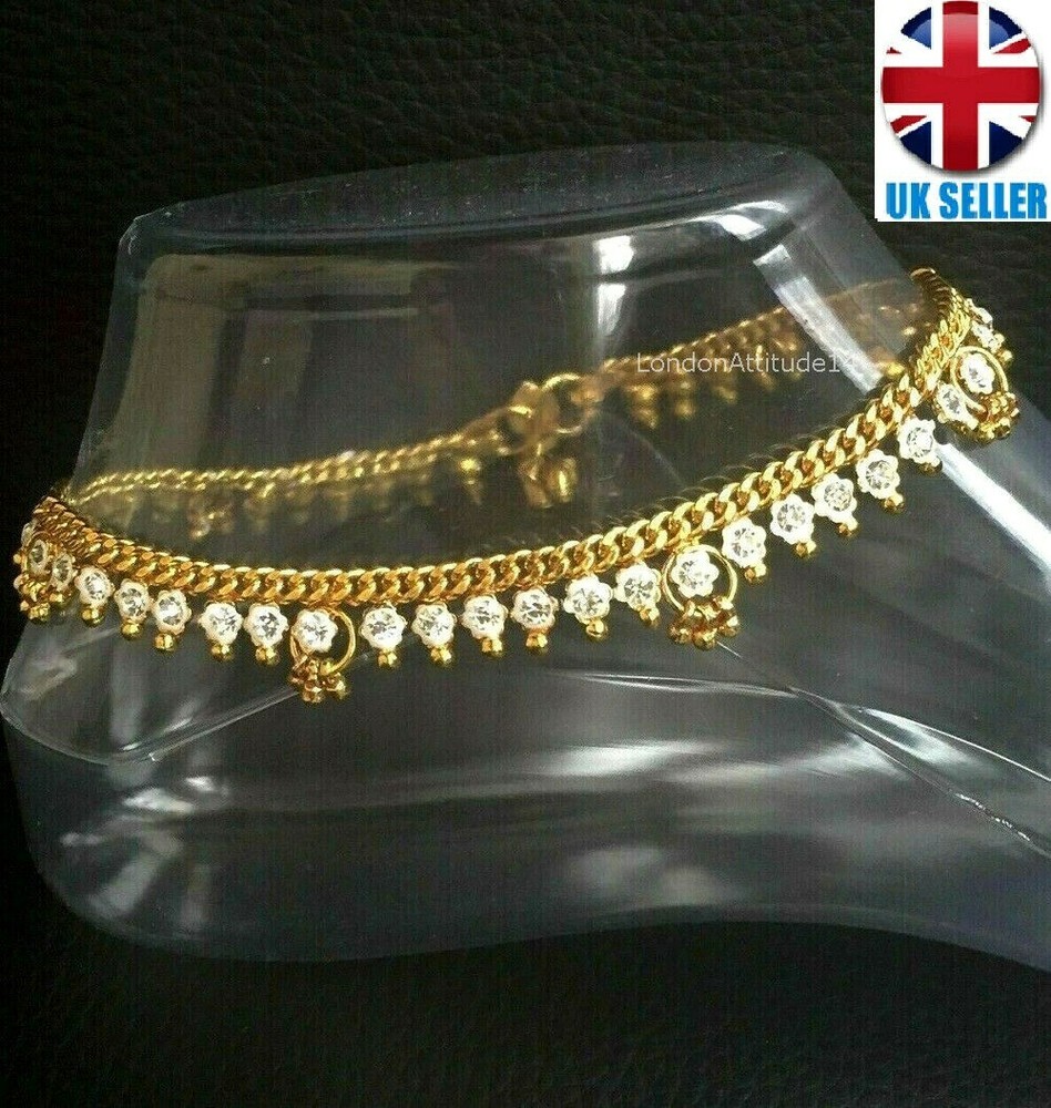 Elegant Diamante Bollywood Style Anklet Chain - Single or Pair-image
